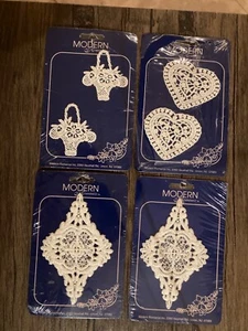 Lot of 4 Packages Modern Romance Lace Appliques White Baskets Hearts... New - Picture 1 of 2