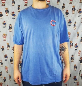 Vintage 90s Lee Sport MLB Chicago Cubs Sewn Logo Embroidered Blue T-Shirt XL - Picture 1 of 7