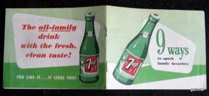 SODA REZEPTE 1948 7 UP WERBEHEFT 9 MÖGLICHKEITEN FAMILIENLIEBLINGE ZU ENTFACHEN - Bild 1 von 2