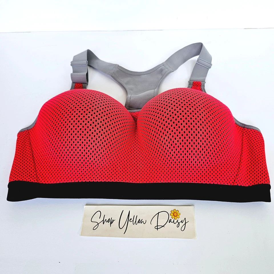 Victoria's Secret VSX Racerback Incredible Sports Bra Red Mesh Padded 38D M980.1 - Image 1 of 4