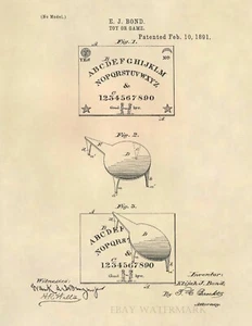 Impresión artística oficial de patente de Ouija de EE. UU. - antiguo juego de mesa de Ouija vintage - 699 - Imagen 1 de 3