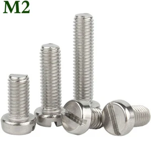 M2 Metric 304 Stainless Steel Slotted Pan Head Machine Screws Slotted Bolts GB67 - Picture 1 of 12