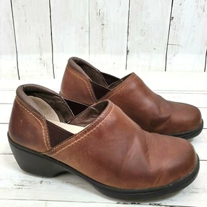 LL Bean Clogs Women 6 6M Brown Leather Mules Slip On Casual Comfort Work Heel - Picture 1 of 8