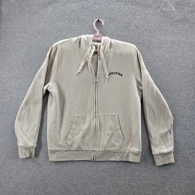 Victoria's Secret PINK Women Hoodie L Brown Fleece LOVE Logo Full Zip Drawstring - Image 1 of 4