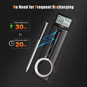 Bluetooth Wireless Meat Thermometer Temp Gauge BBQ Grill Rechageable IP67 Food - Picture 1 of 12