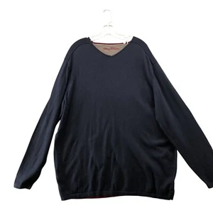 Tommy Bahama Cotton Cashmere Sweater Mens 2XLT Navy Blue V-Neck Dark Pullover - Picture 1 of 8