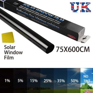 5% 75CM x 6M CAR WINDOW TINT FILM KIT TINTING SUPER DARK BLACK LIMO UK - Picture 1 of 16