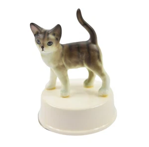 Taj Importing Co San Francisco Tabby Cat Porcelain Rotating Music Box Figure - Picture 1 of 10