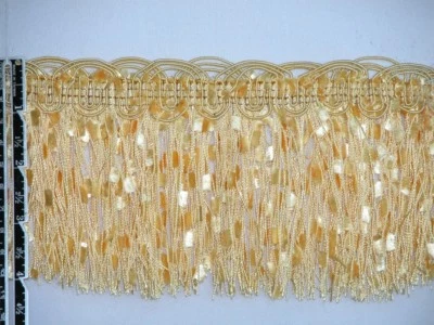 4" Confete Renda Borla Franja Guarnição Ouro Marrom Borgonha Salmão Vendido por Jarda - Imagem 1 de 4