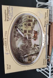Currier And Ives Decorative Wall Plaques Coasters or Snack Tray - Four Seasons - Picture 1 of 12