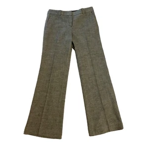 Tory Burch Grey Herringbone Wool Blend High Rise Flare Leg Pants Size 8 Pockets - Picture 1 of 9