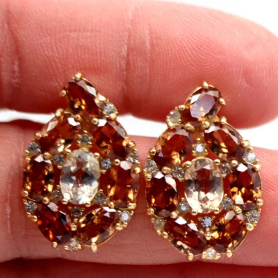 Pendientes de plata de ley 925 con topacio blanco, turmalina y circón con piedras preciosas sin calentar Foto 1 de 4