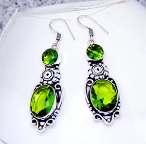 Ohrringe bildhübsche  Damenohrringe Filled Sterling Silber 925 Edelstein Pridot - Bild 1 von 2