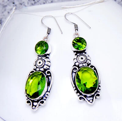Ohrringe bildhübsche  Damenohrringe Filled Sterling Silber 925 Edelstein Pridot - Bild 1 von 2