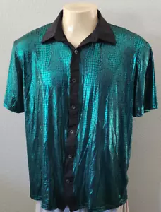 Camisa Mod Disco Estampado en Piel de Serpiente Hipster Retro con Botones Frontal Hombres XL - Imagen 1 de 6