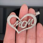 2,00 ct pendentif cœur diamant simulé maman coupe ronde plaqué or blanc 14 carats