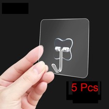 5P Strong Transparent Suction Cup Sucker Wall Hooks Hanger For Kitchen Bathroo w