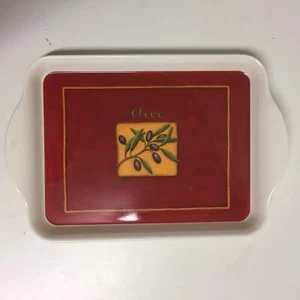 Melamine Tray Olive Design Snack Scatter Tray Dish Red - Picture 1 of 4