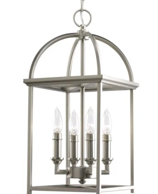 Luminária de teto pingente lanterna foyer prata polida Piemonte 4 luzes 9 polegadas - Imagem 1 de 4