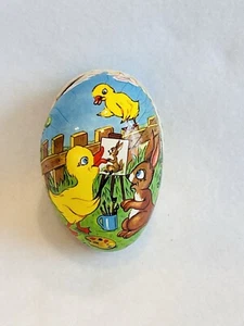 Caballete de pintura vintage de papel maché huevo de Pascua conejito y pollitos artista Alemania 3" - Imagen 1 de 7