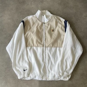 Nike Court Track Jacket Mens Large Vintage 90s Mesh Lined Windbreaker, White - Picture 1 of 9