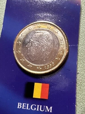 Bélgica 1999 1 euro, rey Alberto II, moneda bimetálica UE, KM#230 Foto 1 de 4
