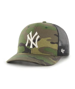 New York  Yankees  '47   Woodland Camo Trucker Mesh Snapback Hat - Picture 1 of 3