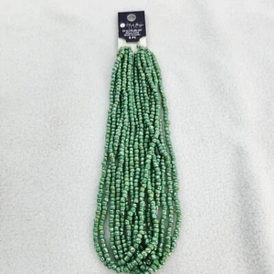 Blue Moon Beads-Shiney Green Glass Seed Bead Strands 14" 8 Pieces Craft Project - Picture 1 of 5