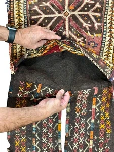 Pre-1900s Rare Handmade Colorful Kilim Soumak Collectable Saddle Bag Caucasian - Picture 1 of 18