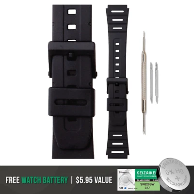 Correa de reloj Morellato Spiro de goma negra - hebilla negra + batería extra Foto 1 de 4