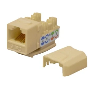 Paquete de 100 conectores Ethernet Keystone Cat6 perforados 45 grados marfil 110 8P8C RJ45 - Imagen 1 de 3