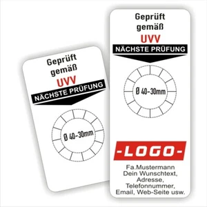 UVV Grundplaketten Technische Prüfung Wartung mit Logo und Wunschtext option - Bild 1 von 3
