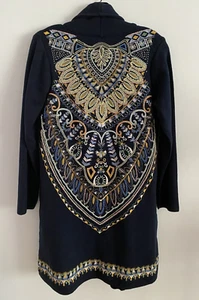 Soft Surroundings Embroidered Long Jacket Sweater Cardigan Beaded Eclectic PS - Picture 1 of 6
