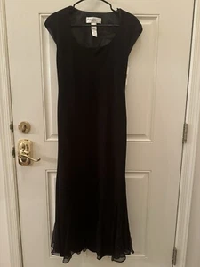 VTG Jones New York 1974 Black Midi Cap Sleeve Dress with Flutter Hem, Sheer - Picture 1 of 7