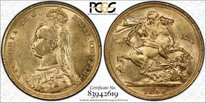 1890S Sovereign Jubilee Head Mcd180 S-3868 L1 in PCGS AU58 Very Scarce Variety - Picture 1 of 3