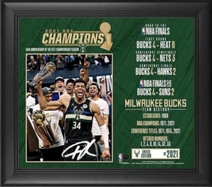 Marco Giannis Antetokounmpo Milwaukee Bucks 2021 autografiado de los Campos de la NBA con certificado de autenticidad - Imagen 1 de 1
