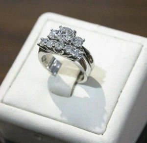 950 PLATINUM 2.8CT DIAMOND ENGAGEMENT SET OF TWO RINGS SIZE 6.75 WOMEN'S 15.3G - Picture 1 of 12