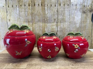 Apple Blossom Honeybee Canisters by Susan Winget Cracker Barrel Set of 3 - Picture 1 of 10