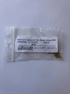 Micro Fasteners, HNBS0090, 5/64” x .040 Brass Hex Nuts, 50 Pack, New, - Picture 1 of 3