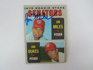 1970 Topps # 154 Jim Miles Autograph Signed Card (MB) Washington Senators