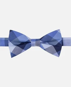 $49 Tommy Hilfiger Men's Blue Plaid Bow Tie Classic Self-Tie Tuxedo Bowtie - Picture 1 of 1