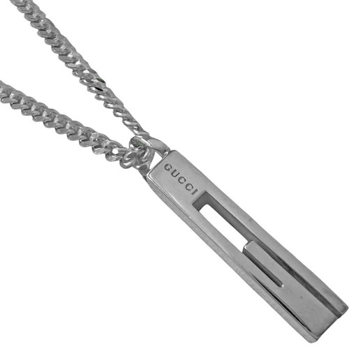 Collana GUCCI 225055 Ritaglio Barra G Sv925 circa 50Cm 15.31G