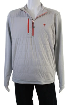 Peter Millar Mens Pullover Sweatshirt Gray Mock Neck Zip Size L - Image 1 of 4