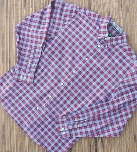 Eddie Bauer Herren L Button Down Hemd Large kariert knitterarm Relaxed Fit - Bild 1 von 8