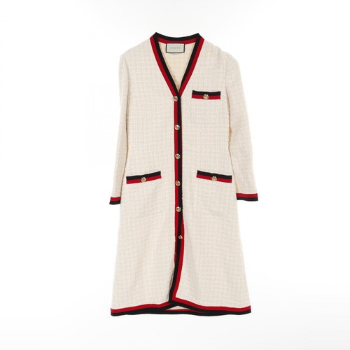 Abito Gucci Linea Sherry 551562 Tessuto Beige Rosso Nero #44 Usato