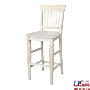 Solid Wood Barstool Armless Durable Kitchen Furniture Easy Assembly Parawood New - Picture 1 of 26