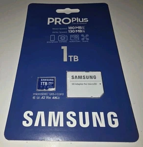 Carte mémoire micro SD SDXC V30 A2 SAMSUNG Pro Plus 1 To neuve - Photo 1 sur 4