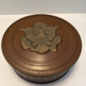 Vintage Mrs. Stevens Candies Chicago Eagle Crest Epluribus Unum latta presidenziale - Foto 1 di 13