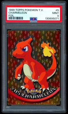 1999 Pokemon CHARMELEON Topps TV Series 1 HOLO FOIL Black Logo Set Card #5 PSA 9 - Image 1 of 3