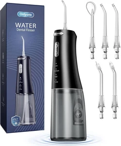 **Irrigador oral portátil de 300 ml con hilo dental de agua solo en caja abierta negro IPX7 - Imagen 1 de 4